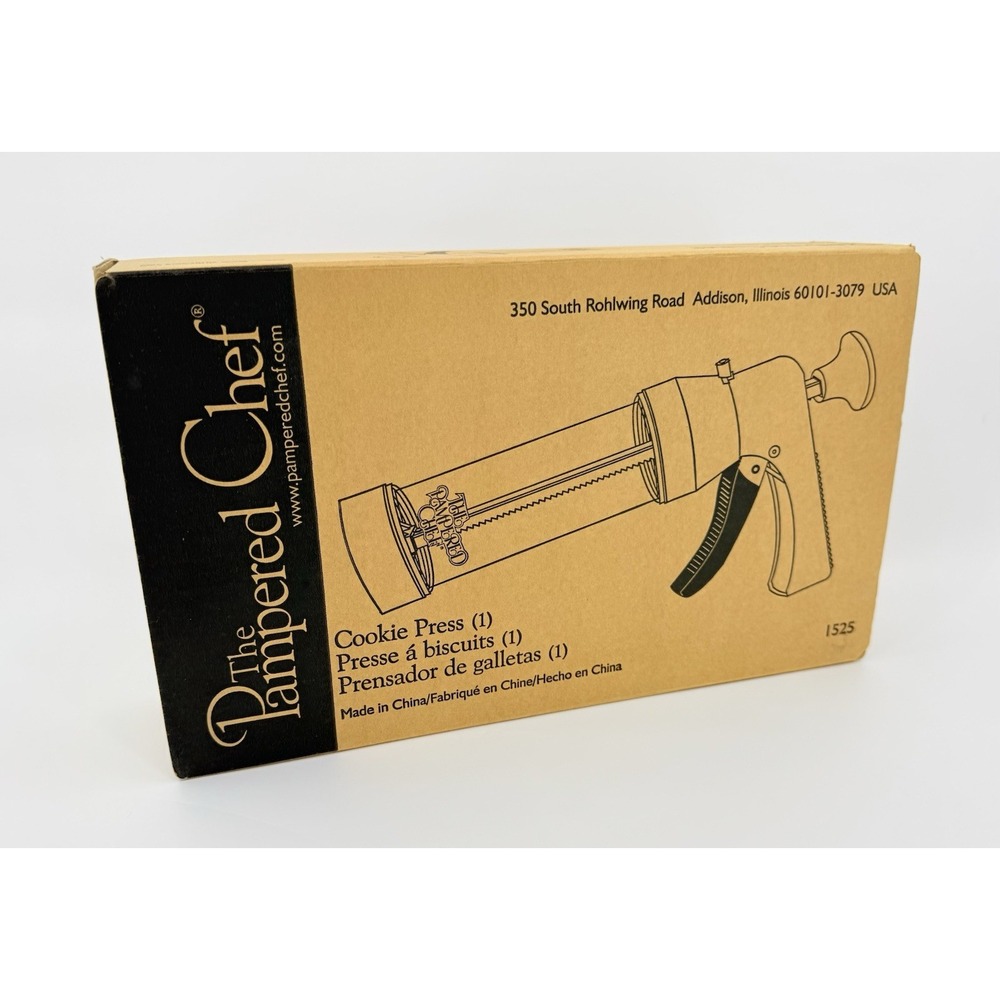 Pampered Chef Cookie Press 1525 Pastry 16 Molds - Retired Complete New Open Box